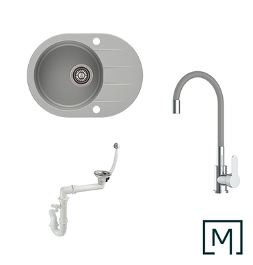 Granitspüle Coast 50 & Küchenarmatur Flex mit Siphon - Moderno