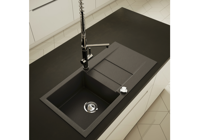 Granitspüle Cascada 40 & Küchenarmatur Flex mit Siphon - Moderno