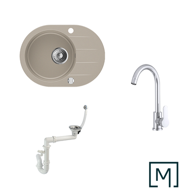 Granitspüle Coast 50 & Küchenarmatur Deco mit Siphon - Moderno