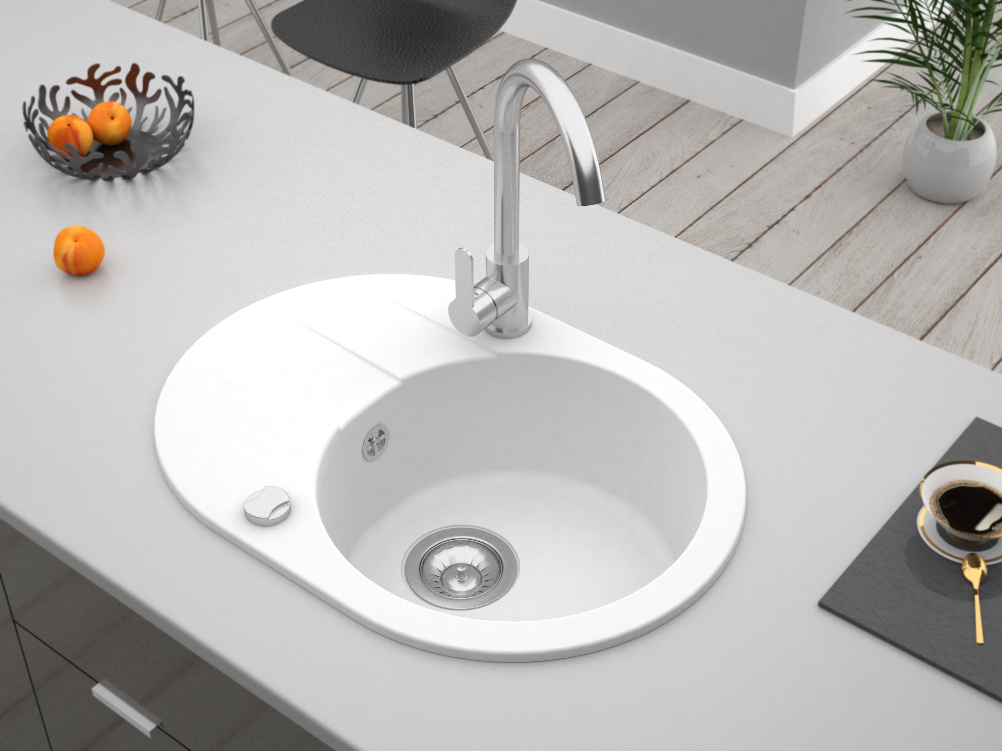 Granitspüle Coast 50 & Küchenarmatur Deco mit Siphon - Moderno