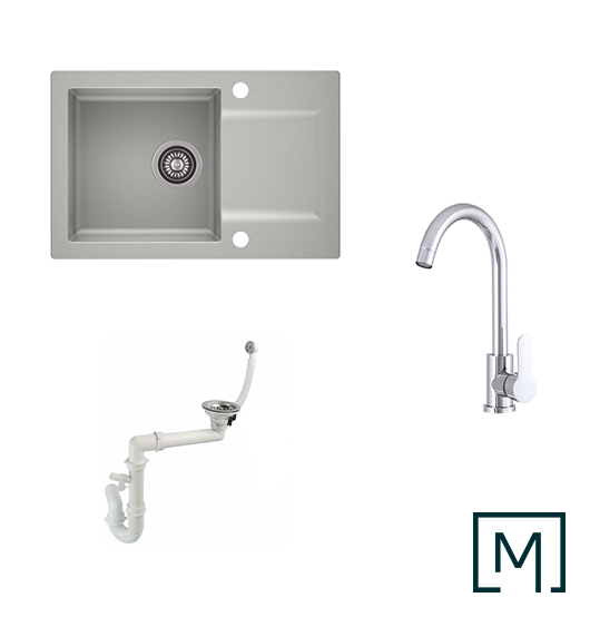 Granitspüle Coast 100 & Küchenarmatur Deco mit Siphon - Moderno