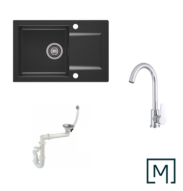 Granitspüle Coast 100 & Küchenarmatur Deco mit Siphon - Moderno