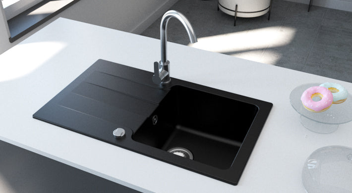 Granitspüle Lagoon 200 & Küchenarmatur Deco mit Siphon - Moderno