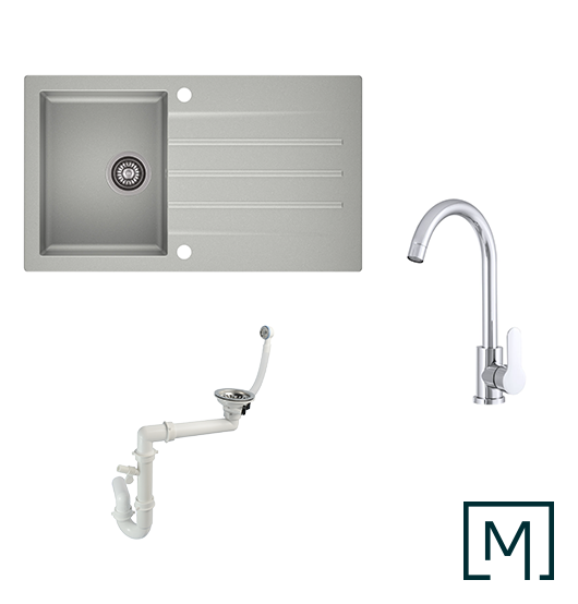 Granitspüle Mojito 100 & Küchenarmatur Deco mit Siphon - Moderno