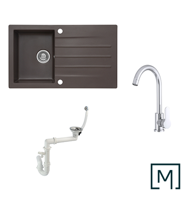 Granitspüle Mojito 100 & Küchenarmatur Deco mit Siphon - Moderno