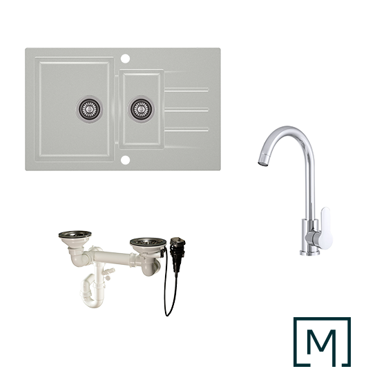 Granitspüle Mojito 120 & Küchenarmatur Deco mit Siphon - Moderno