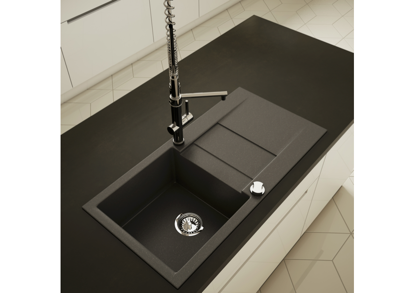 Komplettset Granitspüle Cascada 40 und Küchenarmatur Flex mit Siphon